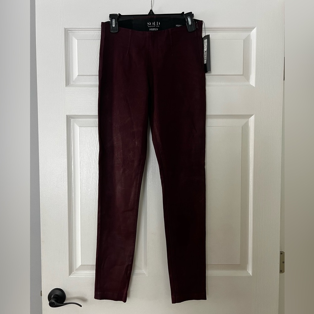 SOLD LABS Burgundy Waxed Coated Pants NWT Slim Fit
